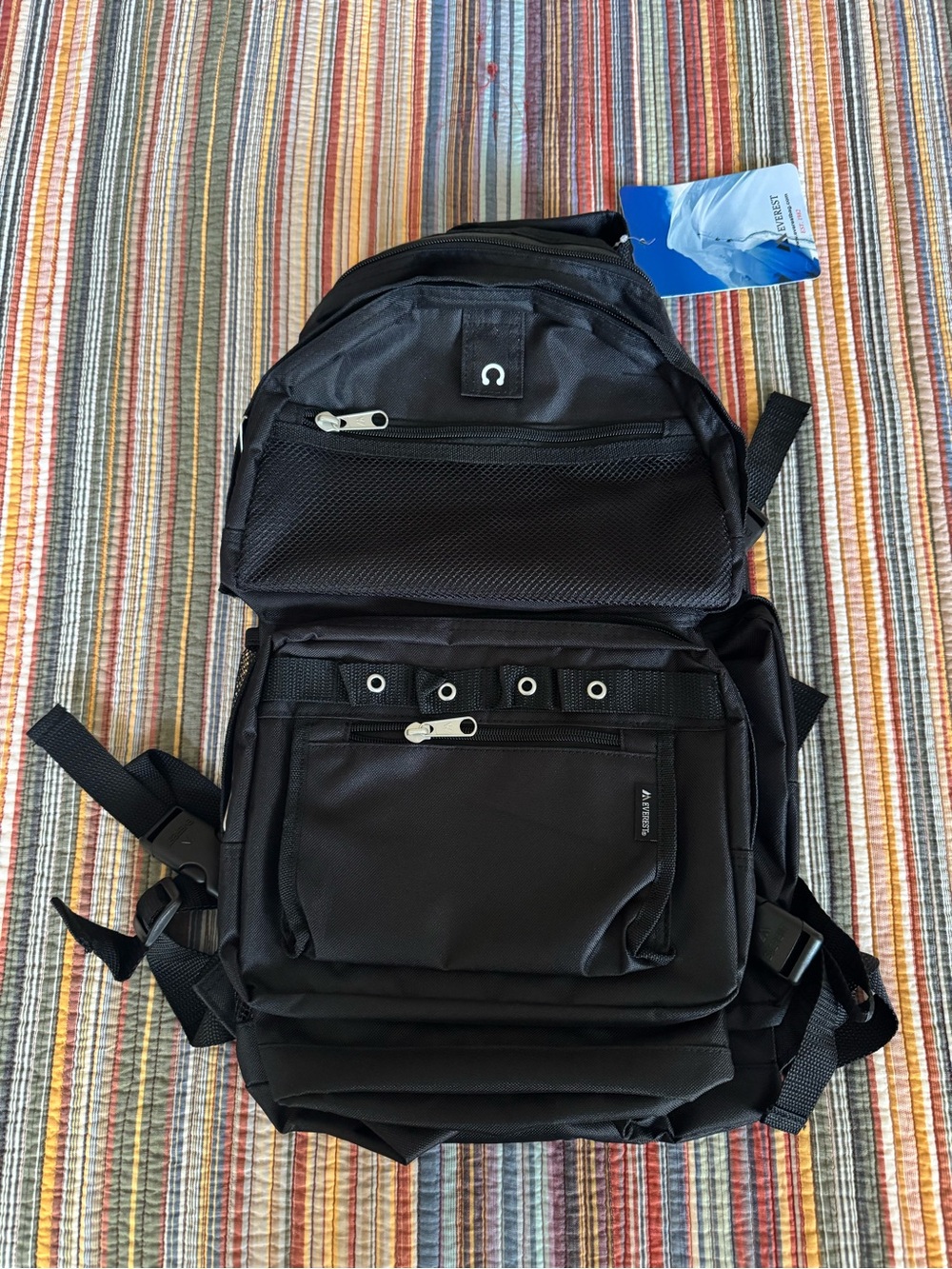 Everest Oversized Deluxe Backpack 3045R Black NWT travel hiking outdoor